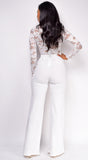 Milani White Long Sleeve Lace Crochet Jumpsuit