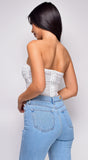 Araminta White Bandeau Mesh Corset Top