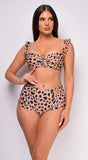 Unaya Beige Leopard Print High Waist Bikini