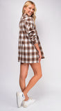 August Brown Flannel Plaid Oversized Shirt