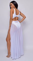 Skyros White Mesh Maxi Wrap Cover-up Skirt