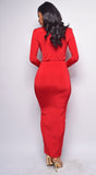 Celeste Red V Plunge Drape Dress