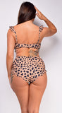 Unaya Beige Leopard Print High Waist Bikini