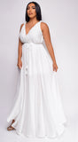 Cabana White Ruffle Detail Slit Maxi Dress