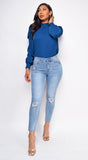 Making Moves Light Wash Blue Knee Ripped Jeans