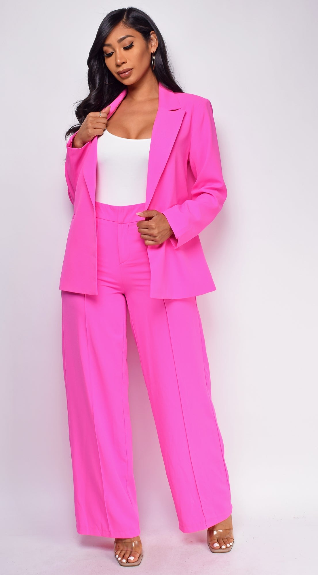 Chelsea Bright Pink Oversized Blazer Set – Emprada