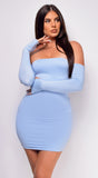 Rachel Light Blue Off Shoulder Mini Dress