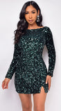 Prisha Hunter Green Sequin Dress