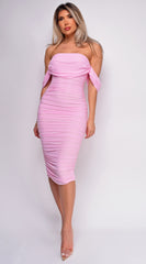 Kat Pink Mesh Off Shoulder Dress