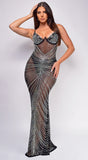 Orana Black Rhinestone Sheer Maxi Dress