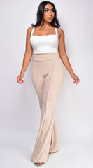 Ellery Beige High Waist Flare Pants