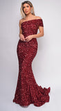 Elena Red One Shoulder Sequin Gown