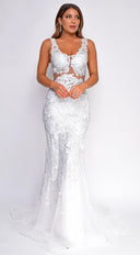 Flynn White Beaded Gown