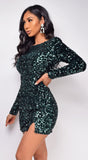 Prisha Hunter Green Sequin Dress