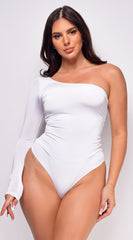 Iberia White One Shoulder Bodysuit