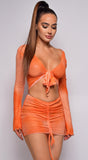 Amalfi Orange Contrast Print Mesh Top & Skirt Coverup Set