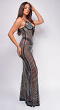 Orana Black Rhinestone Sheer Maxi Dress
