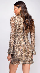 Mara Beige Snake Skin Print Dress