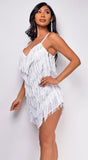 Maye White Fringe Sequin Mini Dress