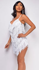 Maye White Fringe Sequin Mini Dress