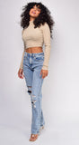 Rema Blue Knee Distressed Straight Leg Jeans