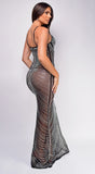 Orana Black Rhinestone Sheer Maxi Dress