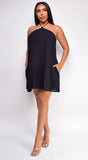 Kaia Black Halter Flowy Mini Dress