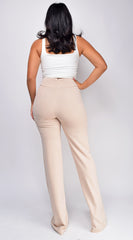 Ellery Beige High Waist Flare Pants