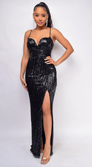 Eleanor Black Iridescent Sequin Gown