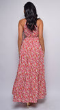 Ramani Red Pink Floral Print Maxi Dress