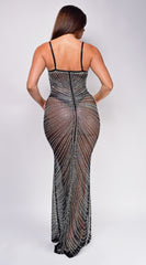 Orana Black Rhinestone Sheer Maxi Dress