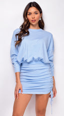 Leigh Blue Ruched Lounge Dress