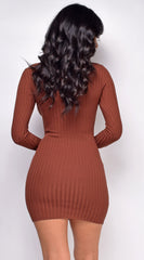 Meriah Brown Cut Out Sweater Dress