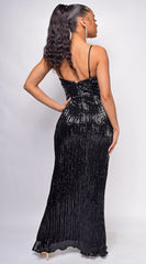 Eleanor Black Iridescent Sequin Gown