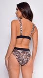 Antigua Brown Pink Leopard Print Cut Out Sides Monokini