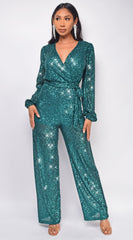 Zaneta Green Sequin Jumpsuit