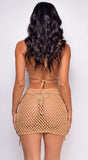 Heiau Beige Crochet Bra & Skirt Cover Up Set