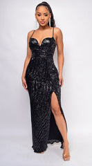 Eleanor Black Iridescent Sequin Gown