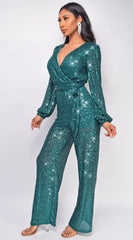 Zaneta Green Sequin Jumpsuit