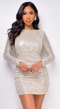 Rumi Cream White Ruched Open Back Dress