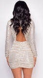 Rumi Cream White Ruched Open Back Dress
