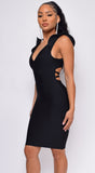 Love At First Sight Black Cross Back Bandage Dress