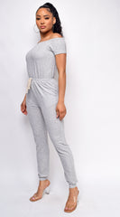 Rise And Lounge Gray Off Shoulder Jumpsuit