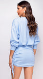 Leigh Blue Ruched Lounge Dress