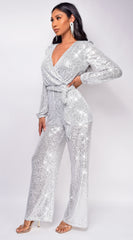 Zaneta Silver Sequin Jumpsuit