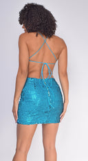 Cyrille Blue Glitter Sequin Dress