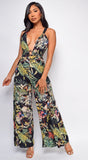 Celena Black Floral Wide Leg Jumpsuit