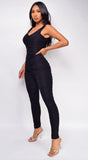 Kariya Black Ruched Jumpsuit