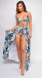 Tayah Blue Tropical Print Set