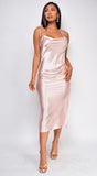 Lavinia Dusty Pink Satin Midi Dress